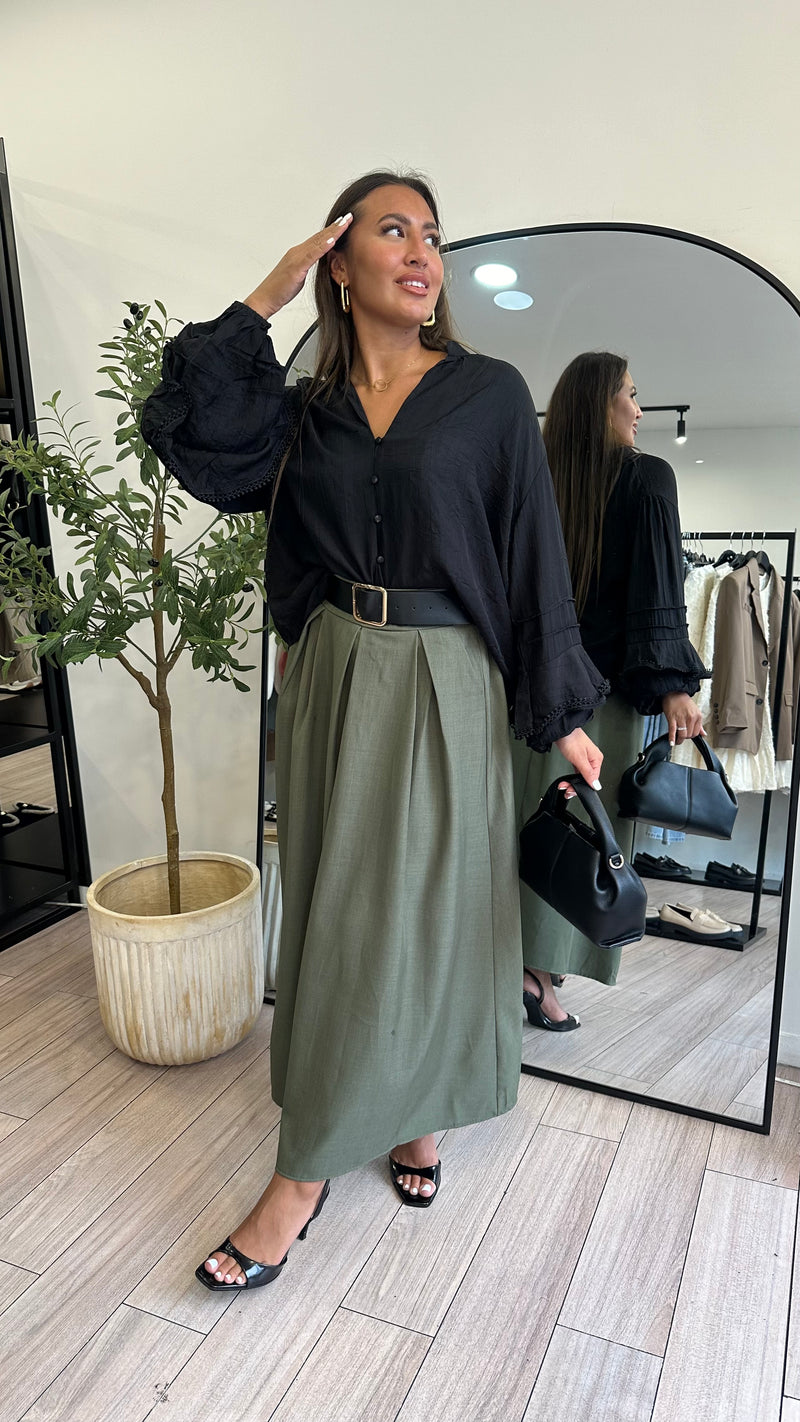 Jupe parapluie kaki