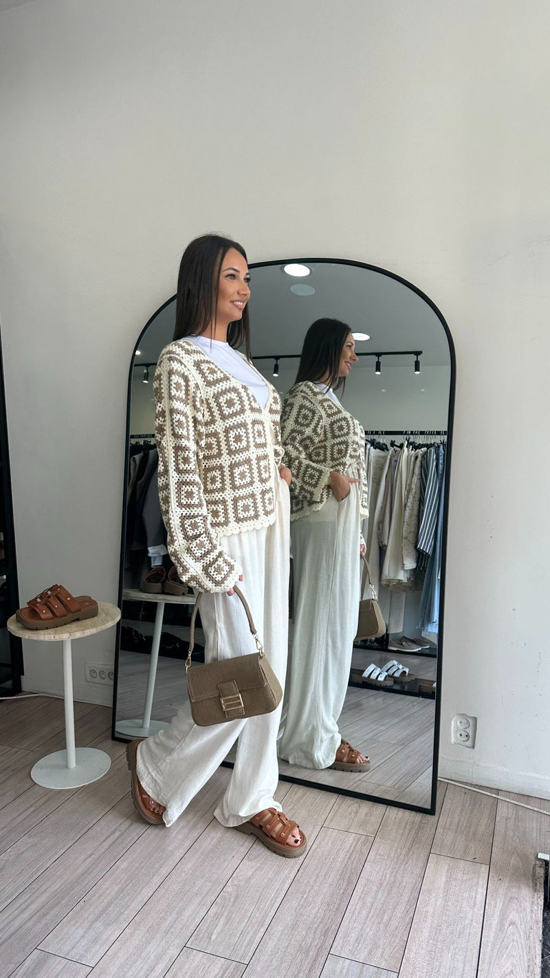 Pantalon en lin beige